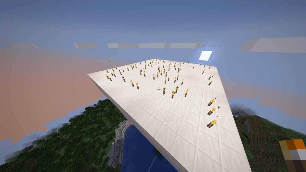 torce sopra il travaglio della folla in Minecraft