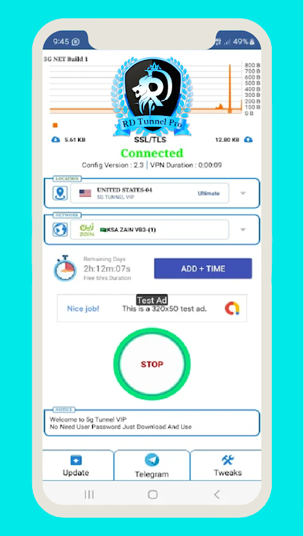 RD Tunnel PRO - Unlimited VPN स्क्रीनशॉट 1