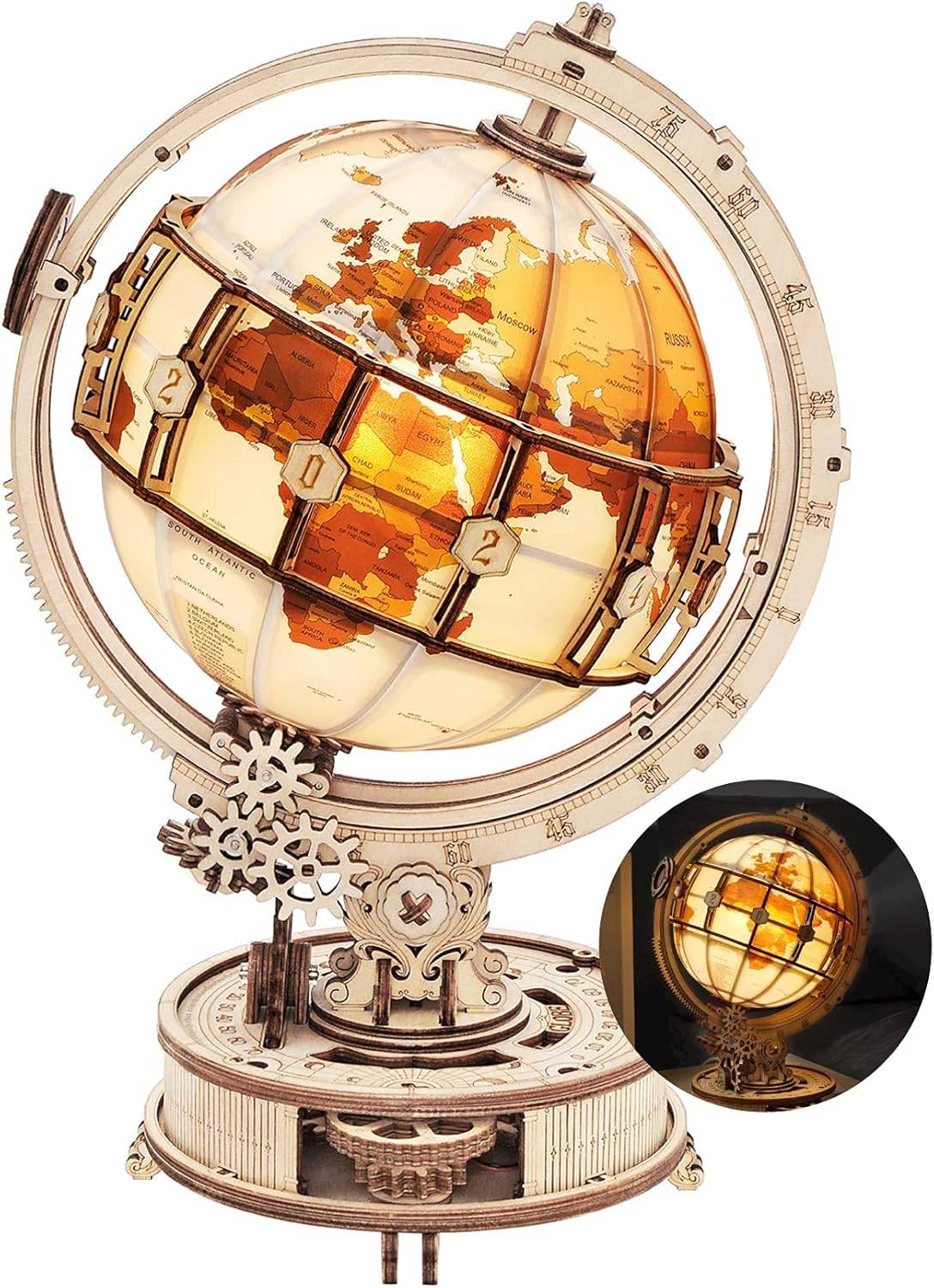 Teka -teki 3D Globe Rokr yang diterangi
