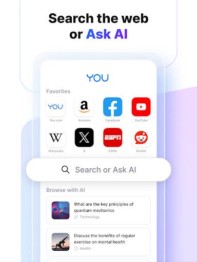 You.com AI Search and Browse Capture d'écran 1