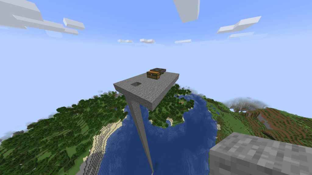 Piattaforma Minecraft Piccola nel cielo con un forzie