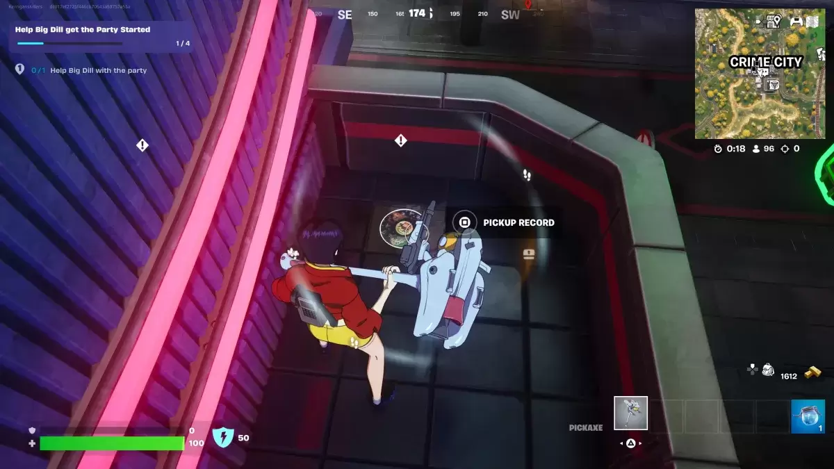 Rekod di Fortnite sebagai sebahagian daripada artikel tentang cara membantu Big Dill dengan pesta.