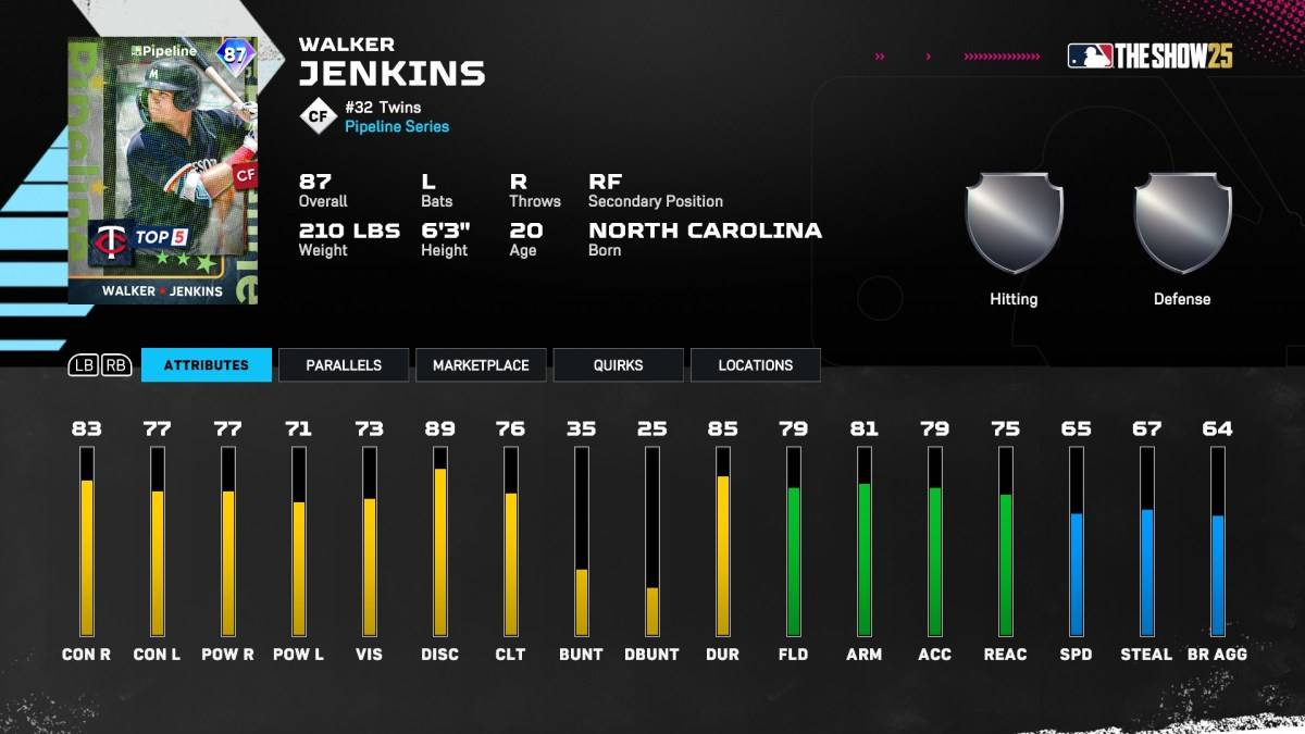 Walker Jenkins Diamond Dynasty Card sa MLB ang palabas 25.