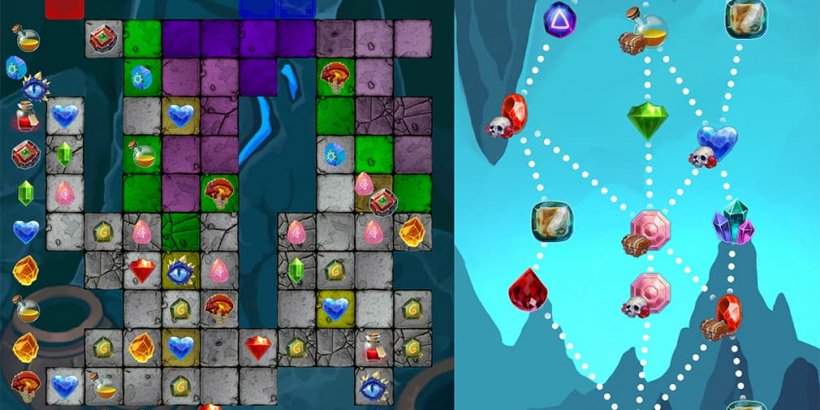 side by side images of game grid and symbols connect by dotted lines