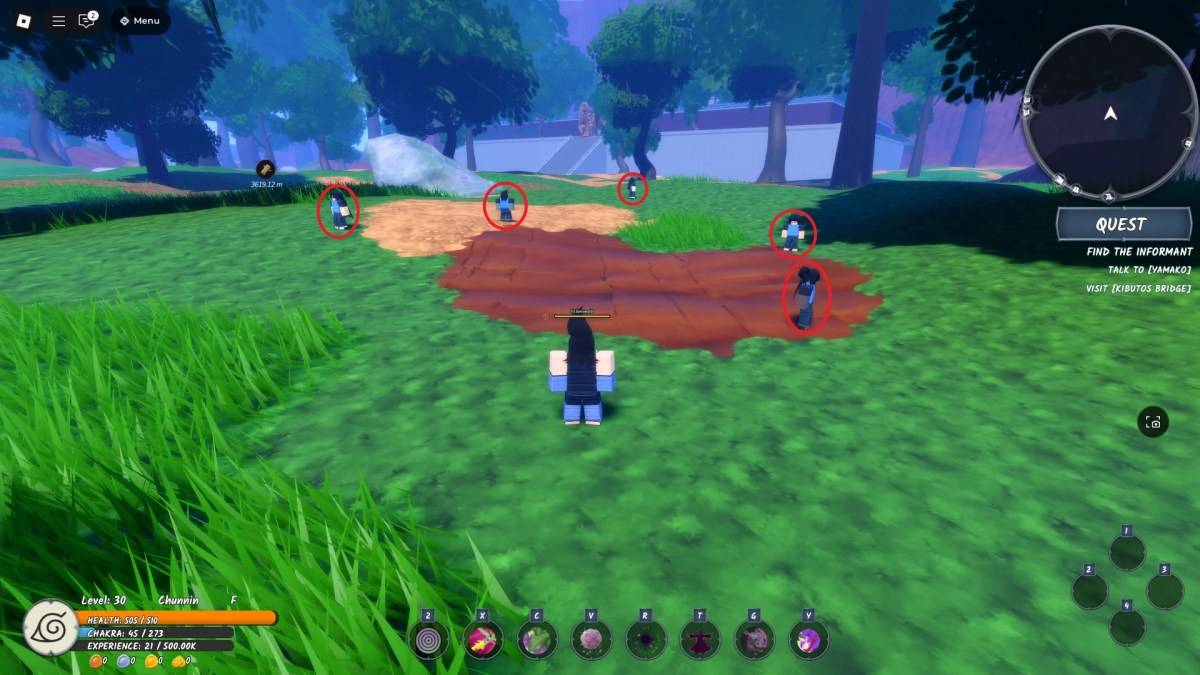 Posizione dei ninja più deboli nell'ultima parte dell'esame Chunin in Ninja Time Roblox Experience