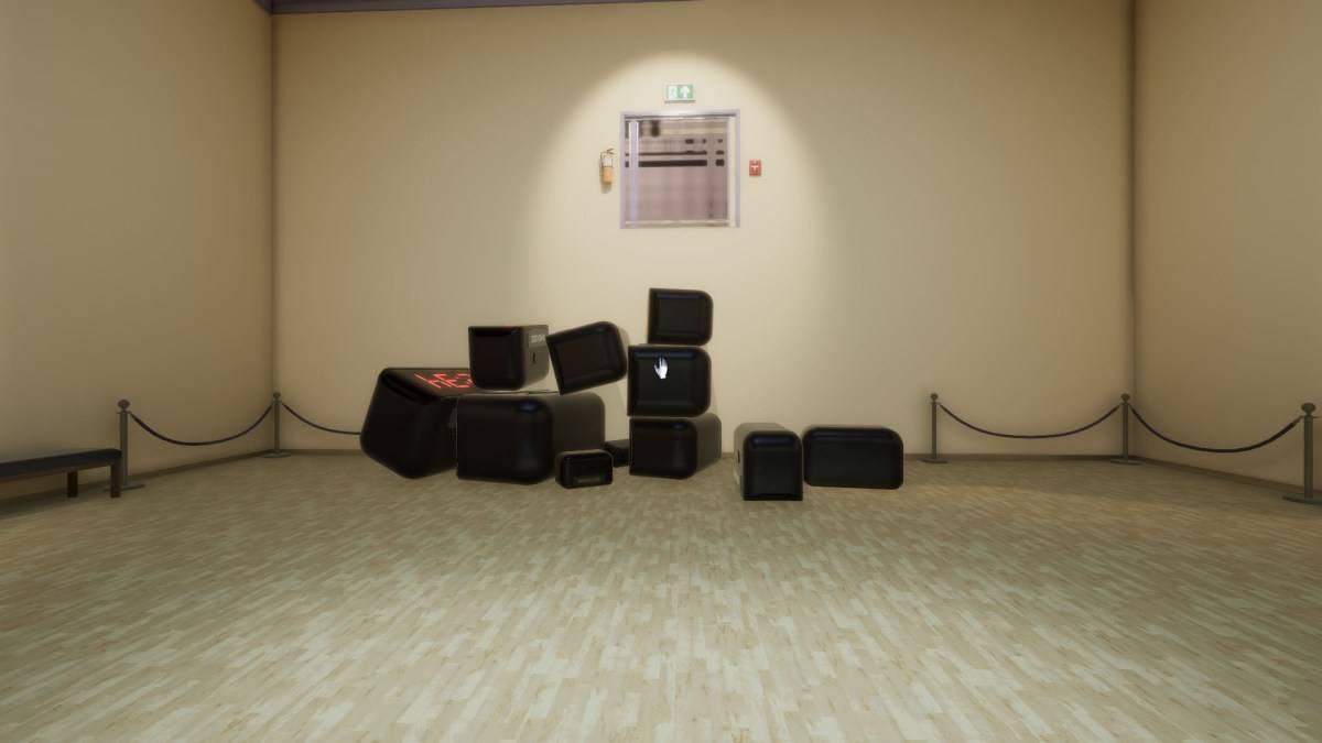 Superliminal, stacked copies of alarm clocks.