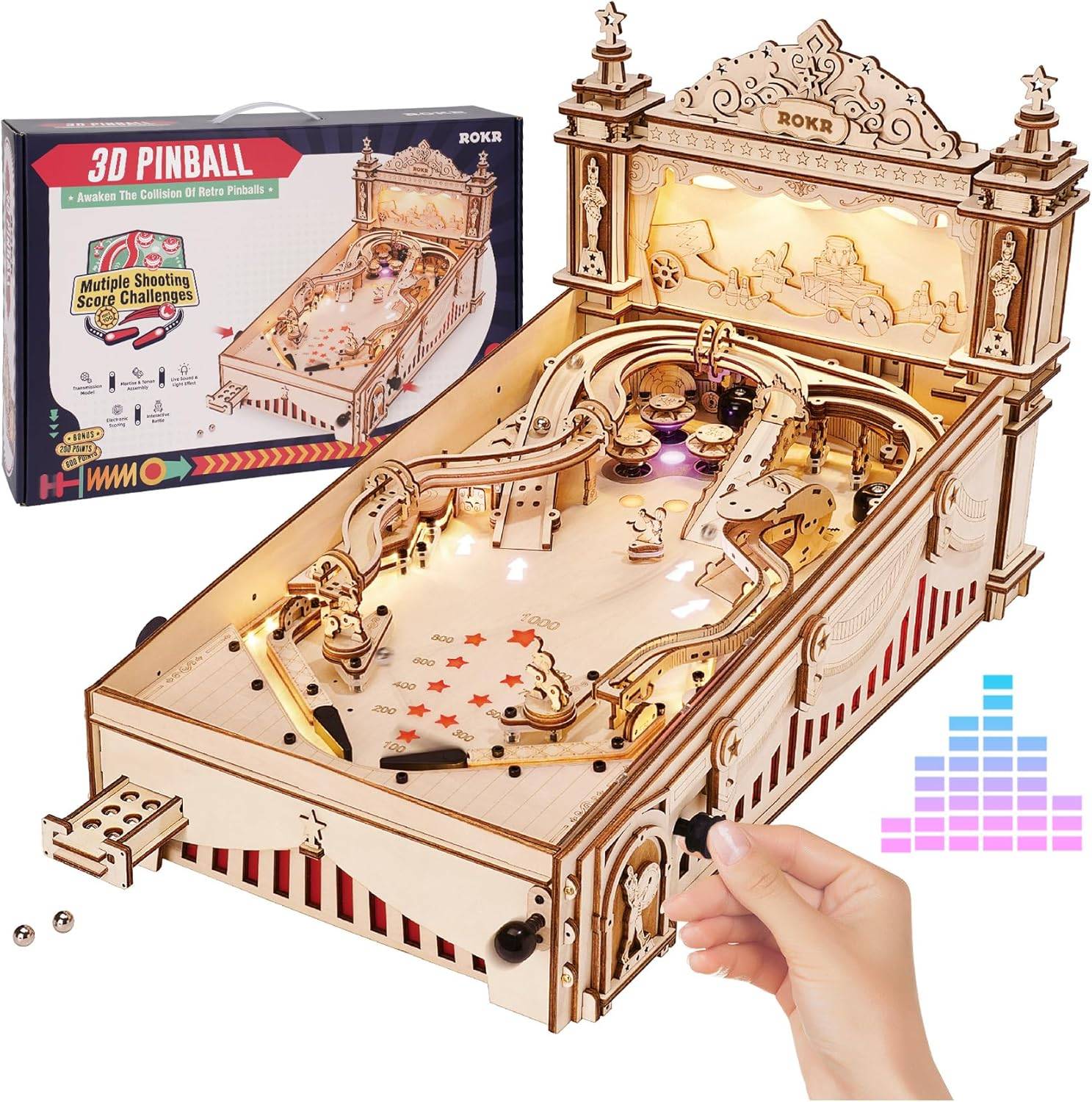 Rokr Miniatur Pinball Mesin Teka -teki 3D