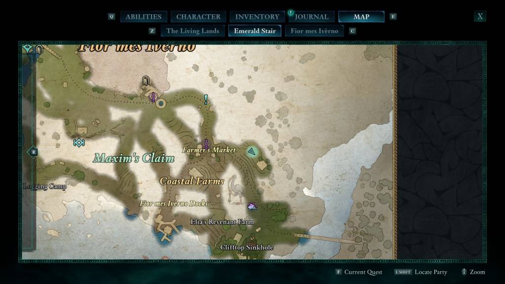 L'emplacement de la carte du peintre dans AVOYED.