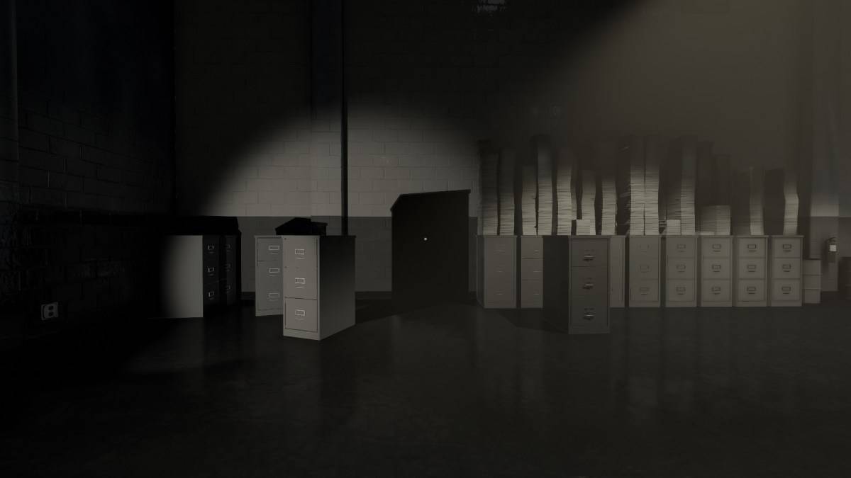 A shadow from a filing cabinet in Superliminal.