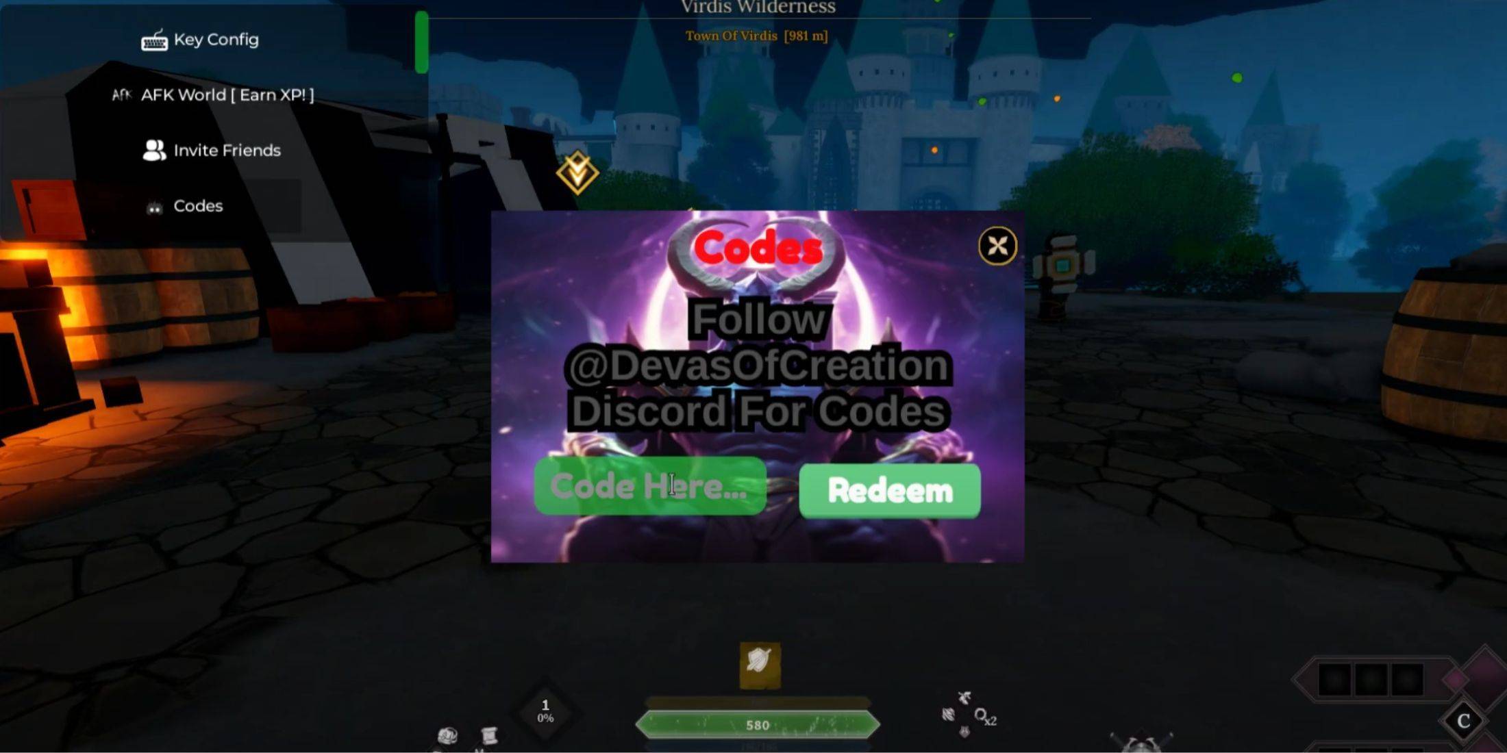 Ang pagtubos ng mga code sa Devas ng paglikha