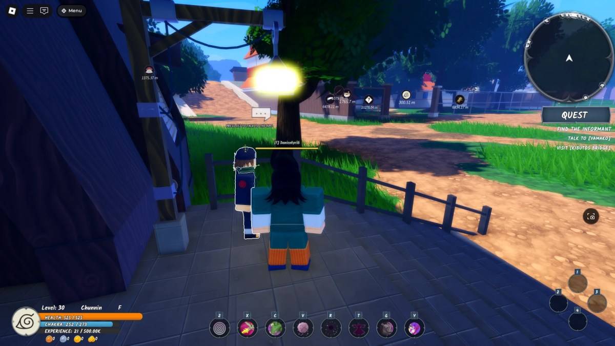 Posizione del Kenma NPC accanto alla Ninja Academy in Ninja Time Roblox Experience