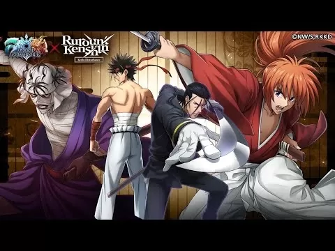 Rurouni Kenshin characters fighting in Grand Summoners
