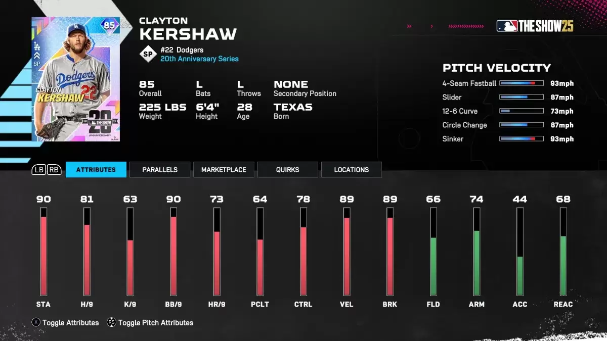 Clayton Kershaw Diamond Dynasty Card sa MLB ang palabas 25.