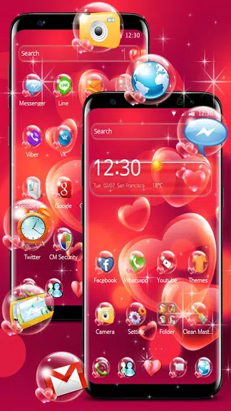Red Heart Love Theme ဖန်သားပြင်ဓာတ်ပုံ 1